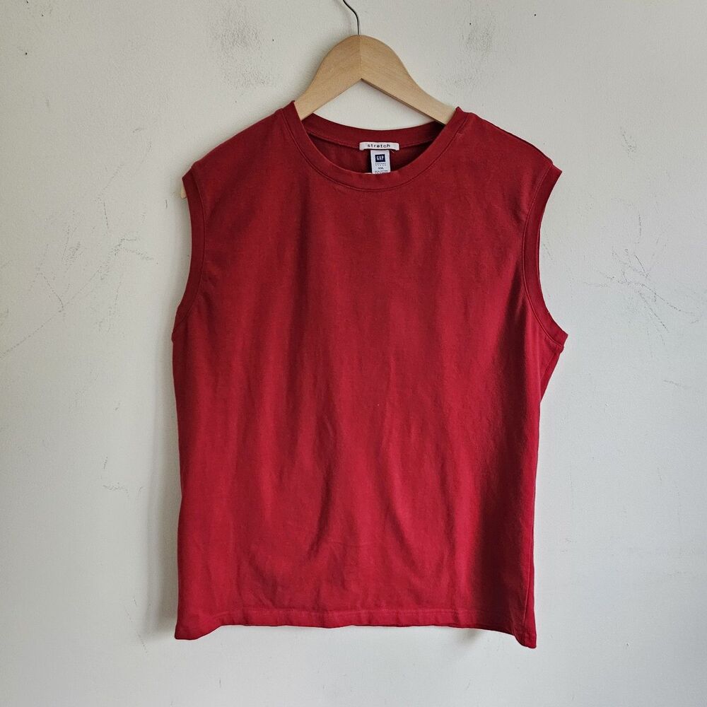 Vintage Y2K 03 Gap Facotry Men's 2XL Sleeveless Cotton T-Shirt Red